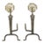 Antique French Art Nouveau Hand Hammered Wrought Iron & Bronze Andirons - A Pair For Sale