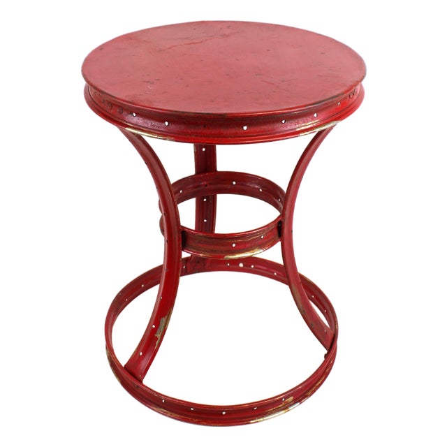Round Red Side Table For Sale