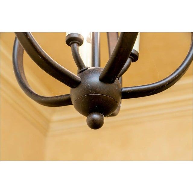 Pair Bronze Finish Three Light Pineapple Form Pendant Light For Sale - Image 4 of 8