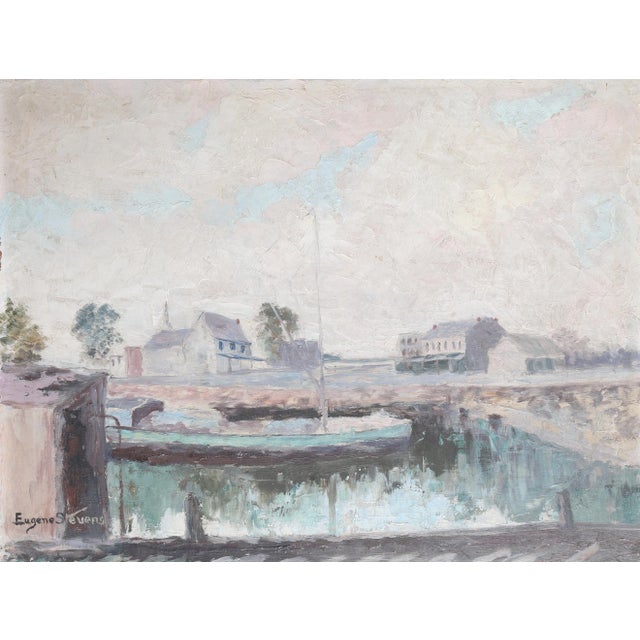 Eugene Stevens, Boat Dock, Oil Painting For Sale - Image 4 of 4