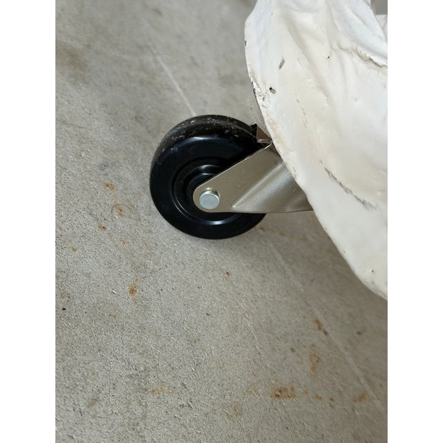 Ivory Vintage Regency Coastal Russell Woodard Spun Fiberglass Bar Cart With Glass Shelf and Casters For Sale - Image 8 of 12