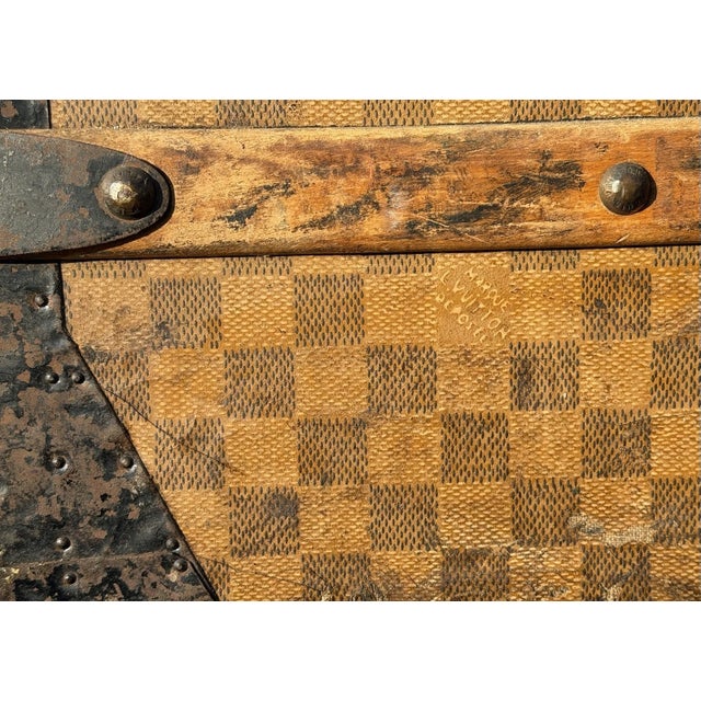 Louis Vuitton Steamer Trunk Damier Canvas With Trays 1800's Antique Luggage For Sale - Image 12 of 17