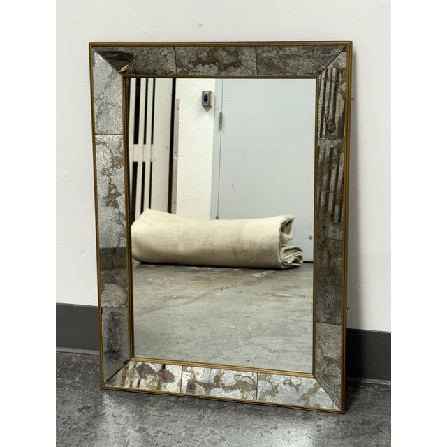 Design Plus Gallery presents an Oxidized to Antiqued Faceted Panel Wall Mirror from Agnew Associates. The mirror has a...