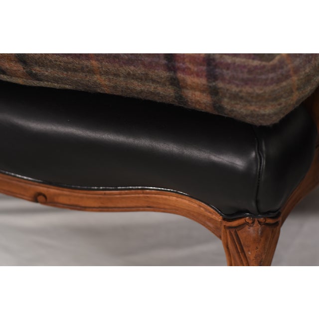 Brown New Ralph Lauren Plaid Tartan Wool and Leather on Vintage Louis XV-Style Versailles Library Chairs - 2 Pieces For Sale - Image 8 of 18