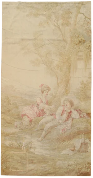 19th Century French Aubusson Tapestry, Handmade, Wall Hanging, Silk - 4'6x8'8