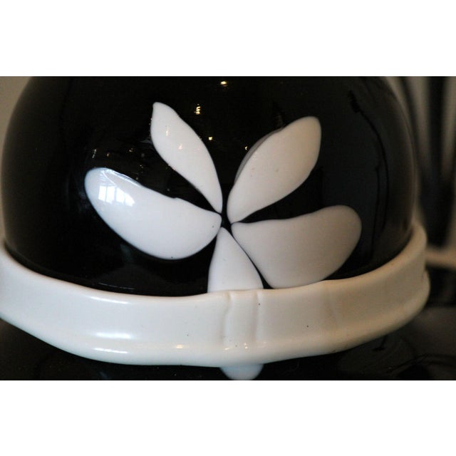 Murano Stylish Black and White Murano Art Glass Hat For Sale - Image 4 of 5