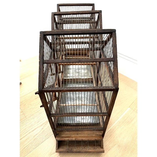 Wood Large Antique 19th Century Architectural Model Primitive American Folk Art Birdcage For Sale - Image 7 of 12