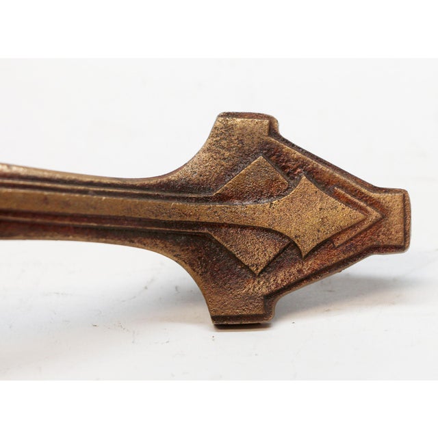 Art Deco Antique Art Deco 10 In. Bronze Latch Door Pull For Sale - Image 3 of 5