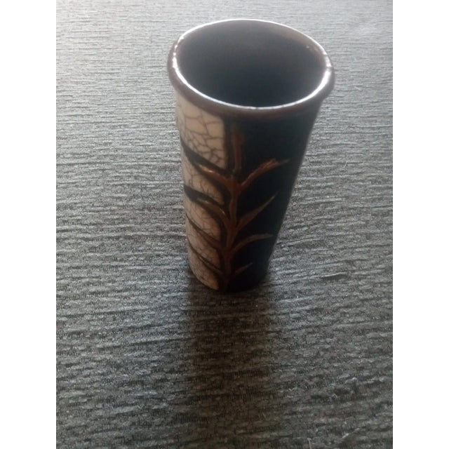 1980s 1980s Exquisite Keramik Ireland Crackle Raku Cylinder Vase For Sale - Image 5 of 6
