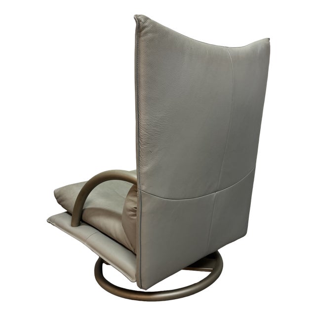 Mid-Century Grey Leather Torino Swivel Lounge Chair by Rolf Benz, Germany, 1980s For Sale