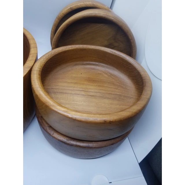 Vintage Teak Wood Salad Bowl Set (5), MCM For Sale - Image 4 of 7