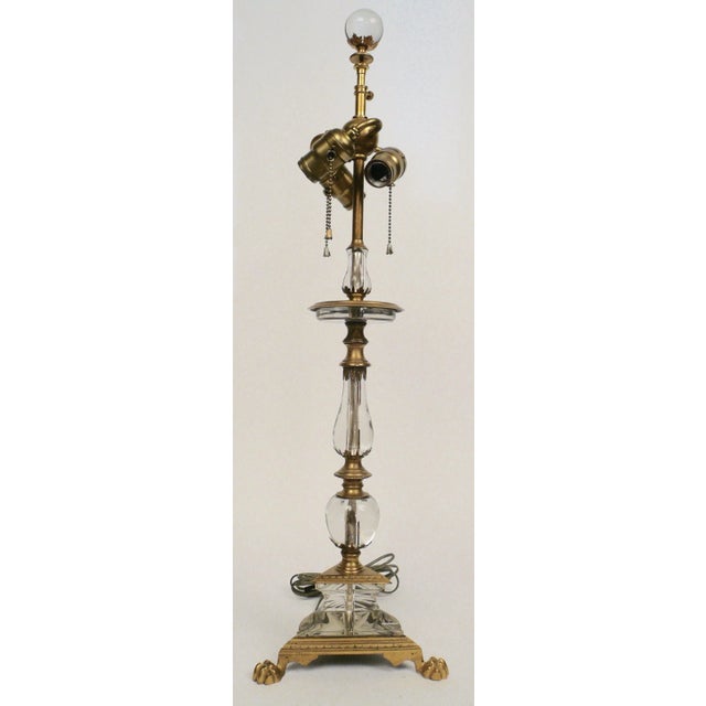 Baroque Bronze and Crystal Three-Light Lamp Attributed to Caldwell For Sale - Image 3 of 6