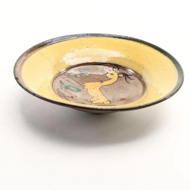 Antique Hand Painted Guatemalan Majolica with Yellow Deer For Sale - Image 9 of 13