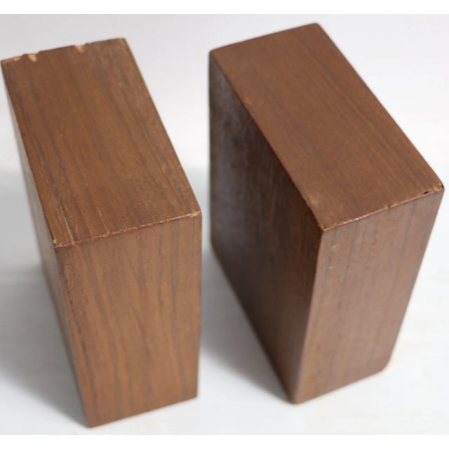 Mid-Century Modern Pr. Mid Century Danish Style Block Bookends For Sale - Image 3 of 5