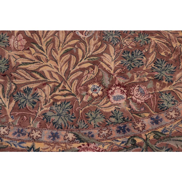 Brown Boho Chic Floral 1990's Pak-Persian Brown/Green Wool Round Rug - 8'0'' X 8'1'' For Sale - Image 8 of 9