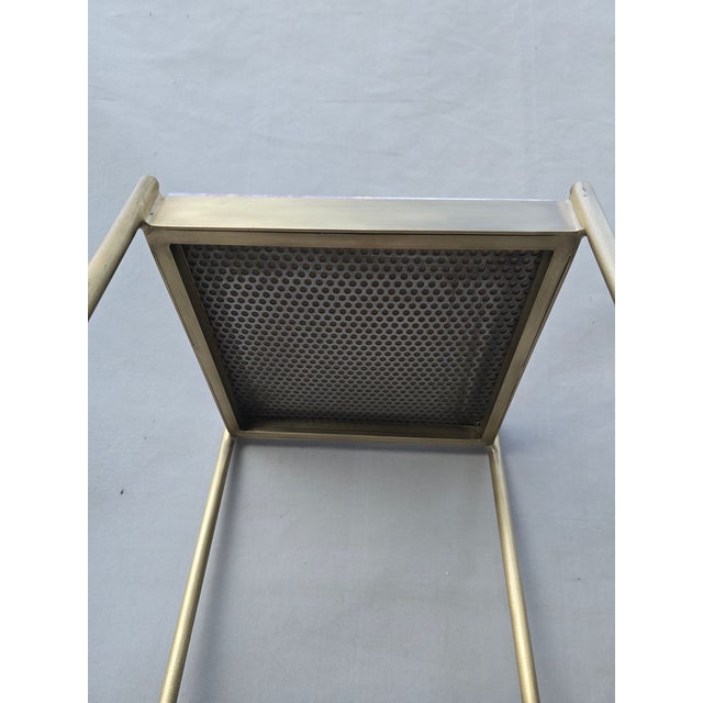 Metal Brass and Rose Quartzite Side Table For Sale - Image 7 of 8