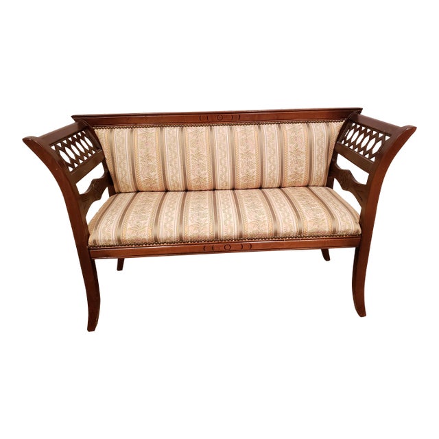 Chippendale Mahogany Upholstered Settee, Circa 1980s For Sale