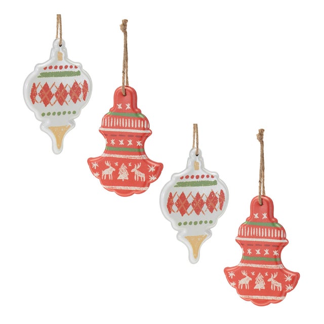 2020s Metal Ornament with Nordic Pattern (Set of 4) For Sale - Image 5 of 5