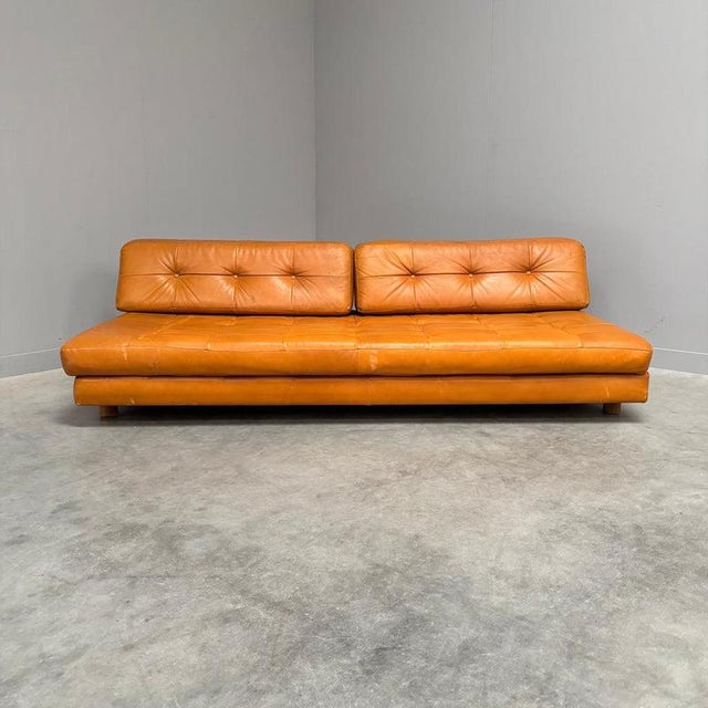 Vintage Cognac Leather Daybed, 1960s For Sale - Image 4 of 17