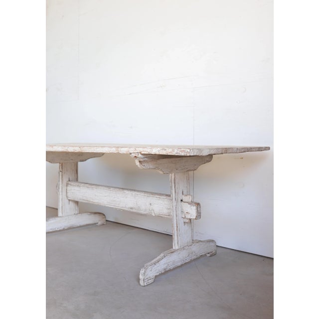 Rustic European 18th C. Swedish Stretcher Table Made From Nordic Pine For Sale - Image 3 of 10