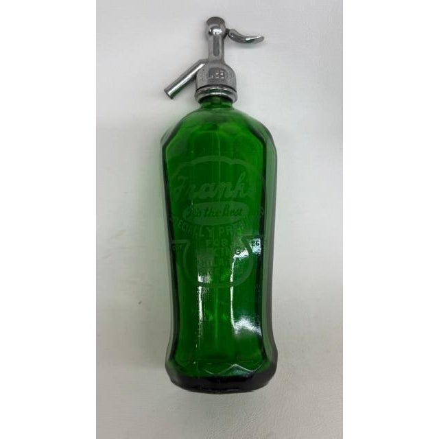 W & L Beverages Frank's Best Seltzer Green Bottle Glenshaw Art Deco Glass 4821b For Sale - Image 11 of 18