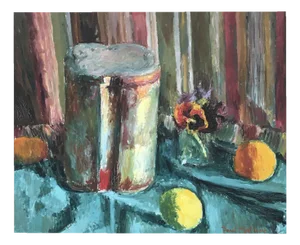 Paul Mathey, Nature Morte aux Pensées, Oil on Canvas, Framed