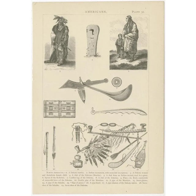 Illustrations of Johann Heck and Daniel Brinton, Various Scenes, Figures and Objects of North America, 1886, Prints, Set of 8 For Sale - Image 6 of 10