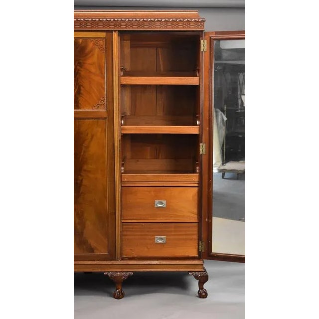 Wood Edwardian Flame Mahogany Triple Wardrobe, 1905 For Sale - Image 7 of 10