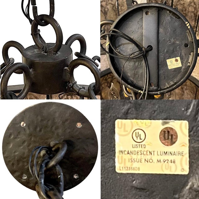 Late 20th Century Monumental Bespoke Hand-Forged Iron Gothic Chandelier With Mica Panels For Sale - Image 11 of 13