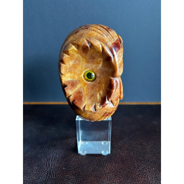 Vintage MCM Carved Alabaster Owl on Lucite Stand For Sale - Image 12 of 12