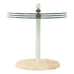 Vintage Postmodern Glass and Marble Side Table For Sale