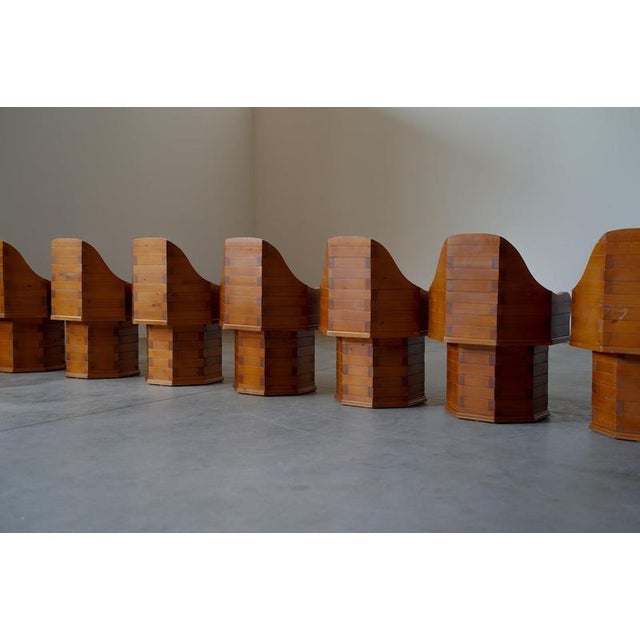 Pine Dining Chairs in Boucle Upholstery, Germany, 1970s, Set of 7 For Sale - Image 5 of 18