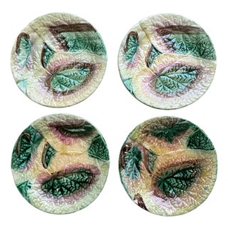 Majolica Begonia Leaf Plates, S/4 For Sale