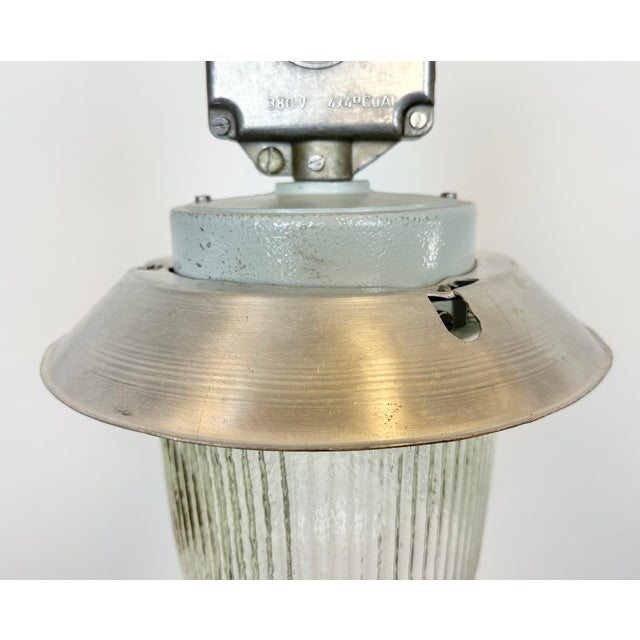Industrial Aluminium Light with Glass Cover from Elektrosvit, 1970s For Sale - Image 4 of 16