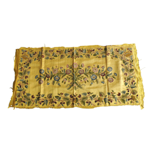 19Th C. Italian Yellow and Green Silk Embroidery Settee Cover Panel #3