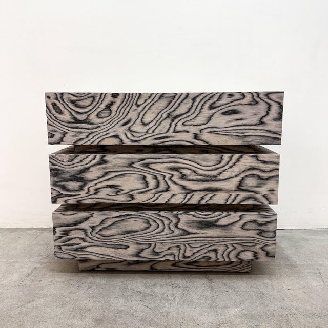 Postmodern Vintage 1980s Postmodern Grey Three Drawer Dresser Tall Boy For Sale - Image 3 of 10