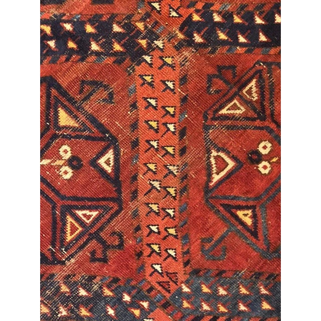 Red Blue White Geometric Rug, 1870s For Sale - Image 16 of 18