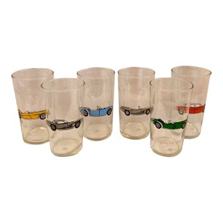 Mobil Oil Gas Classic and European Sports Cars Glasses - Set of 6 For Sale