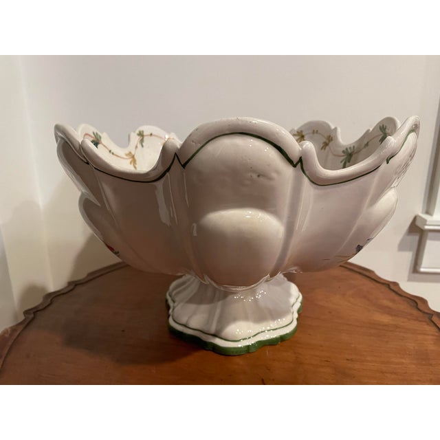 Vintage Bassano Italy Hand-Painted Majolica Pedestal Centerpiece Bowl For Sale - Image 10 of 10