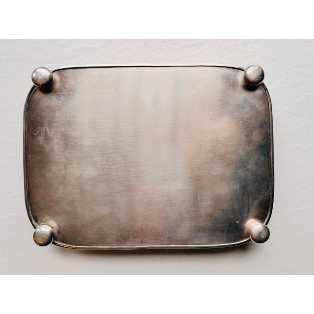 1930s Vintage French Style Silver Plated Footed Tray For Sale - Image 5 of 5