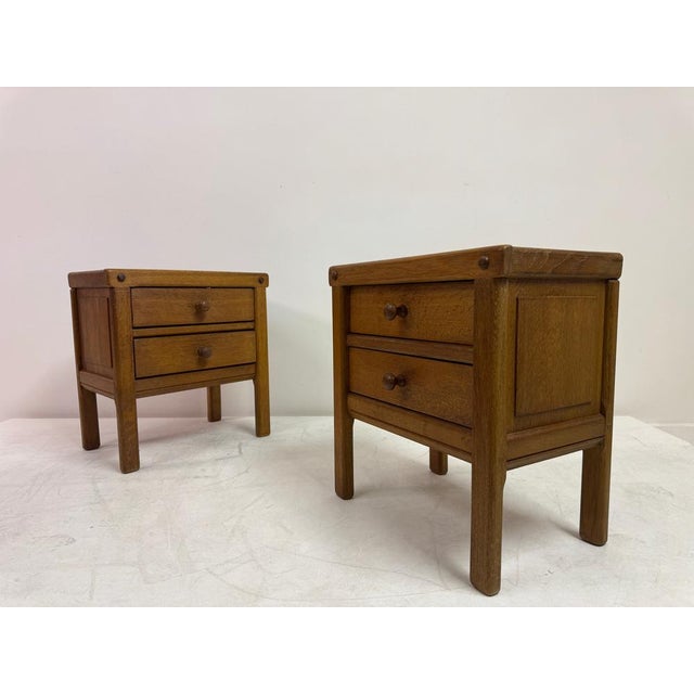 Brutalist Oak Bedside Tables, 1960s, Set of 2 For Sale - Image 14 of 17