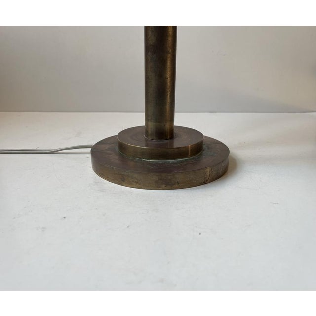 Metal Art Deco Swedish Table Lamp with Wool String Shade, 1940s For Sale - Image 7 of 10