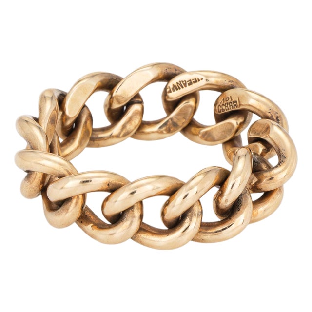 70s Vintage Tiffany & Co. Curb Link Ring Flex Band Sz 6 Succo 14k Yellow Gold For Sale