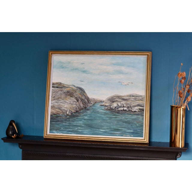 E Alveskog, Swedish Seascape, 1960s, Oil on Panel For Sale - Image 9 of 9
