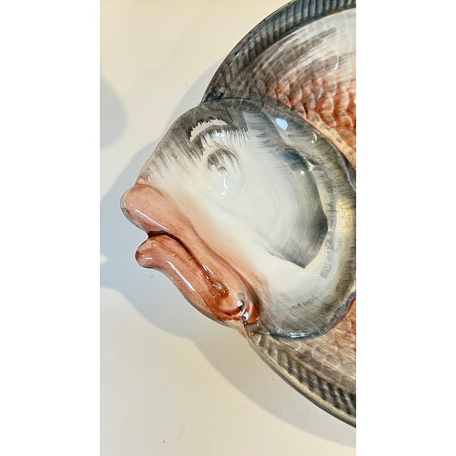 Ceramic Vintage Italian Fish Plate Set by R. Blanche - Set of 9 For Sale - Image 7 of 13