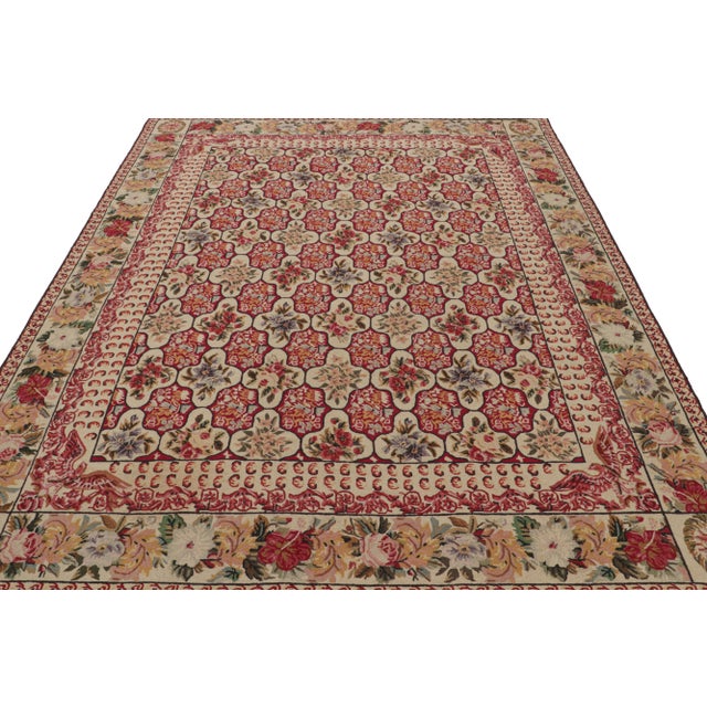Traditional Rare Antique Hooked Rug With Red & Beige Floral Patterns, From Rug & Kilim For Sale - Image 3 of 7