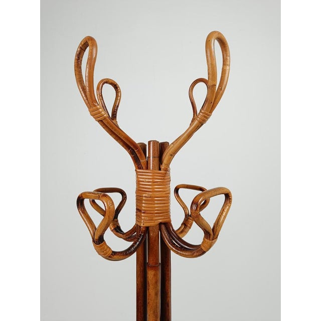 Olaf von Bohr Mid-Century Bamboo Cane & Rattan Coat Rack Stand, Italy, 1950s For Sale - Image 4 of 18