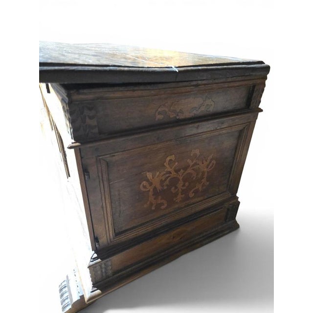 Wood 19th Century Catalan Marquetry Chest with Secret Drawers and Compartments, 1850 For Sale - Image 7 of 13
