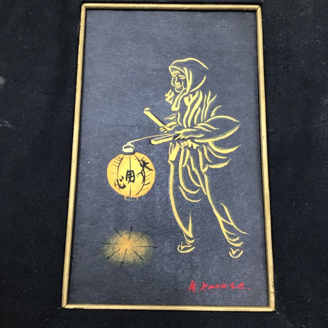 Asian Signed and Framed Mid-Century Asian Miniature Paintings - a Pair For Sale - Image 3 of 12