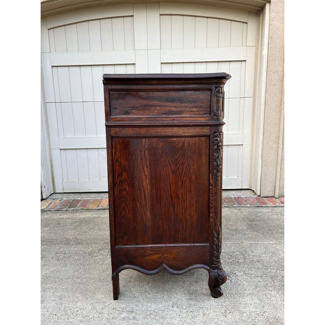 Wood Antique French Louis XV Buffet Sideboard Cabinet Carved Oak Server C1920 For Sale - Image 7 of 18